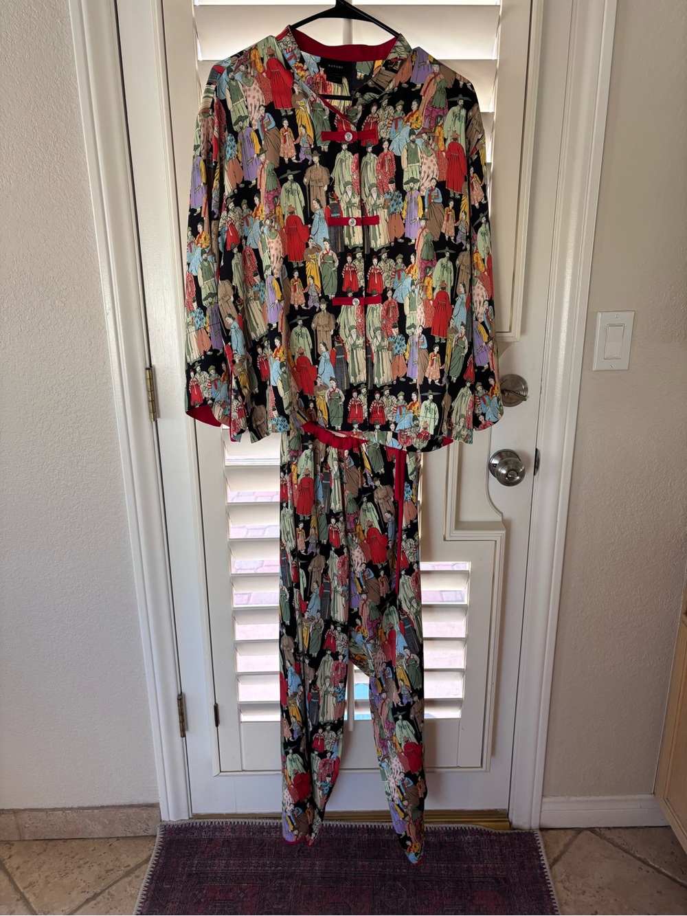 Natori Vintage-Inspired Multicolor Printed  2 piece jump- suit Women's Large